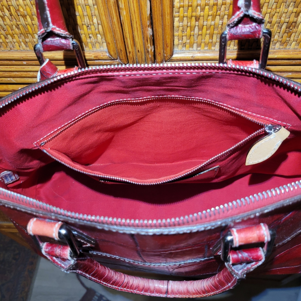 Dooney & Bourke Red Croc-Embossed Leather Bag - Picture 6 of 7